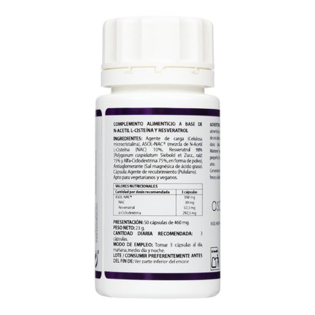 N-Acetil L-Cisteína Alta Biodisponibilidad con Resveratrol · Equisalud · 50 cápsulas