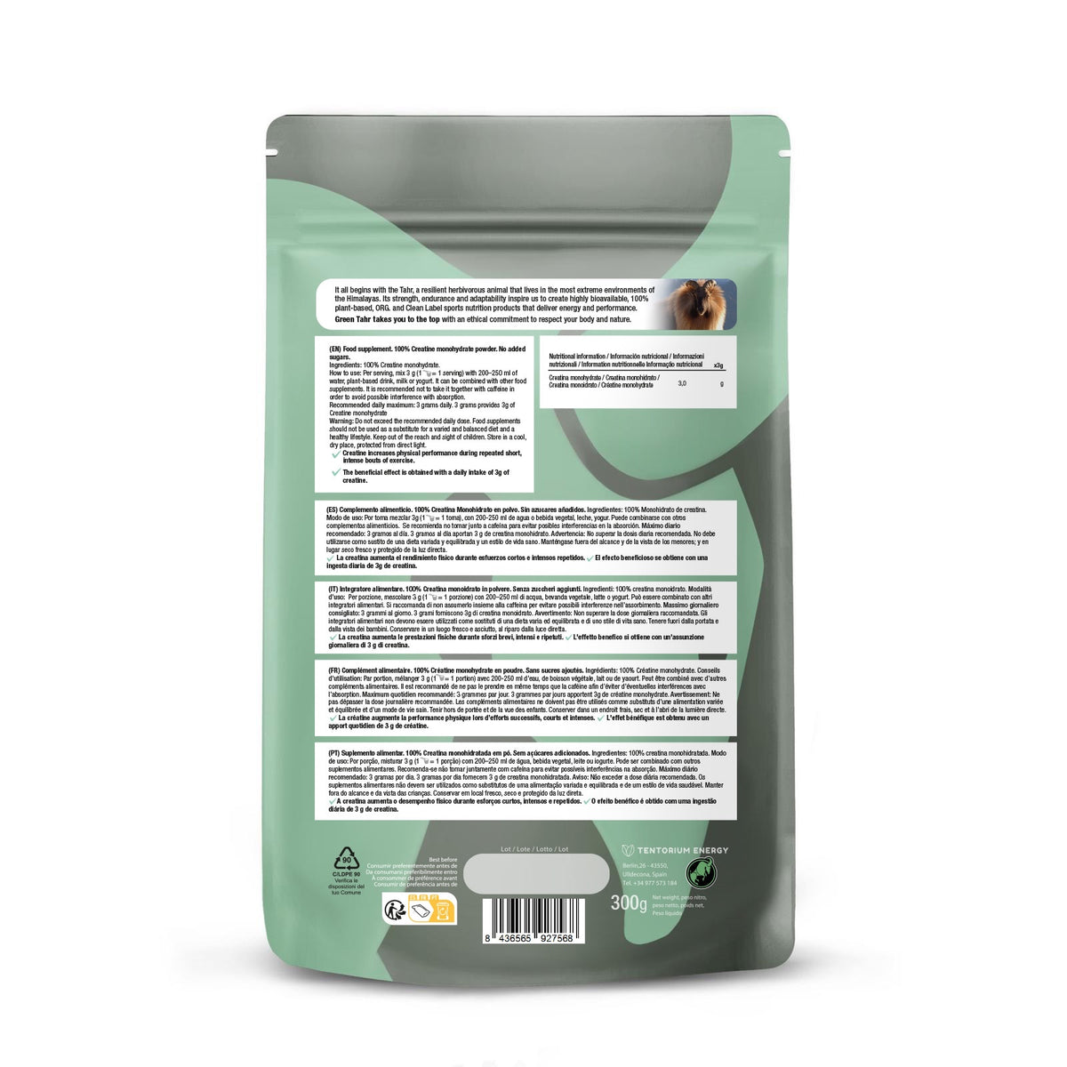 Creatina Monohidrato · Green Tahr · 300 gramos