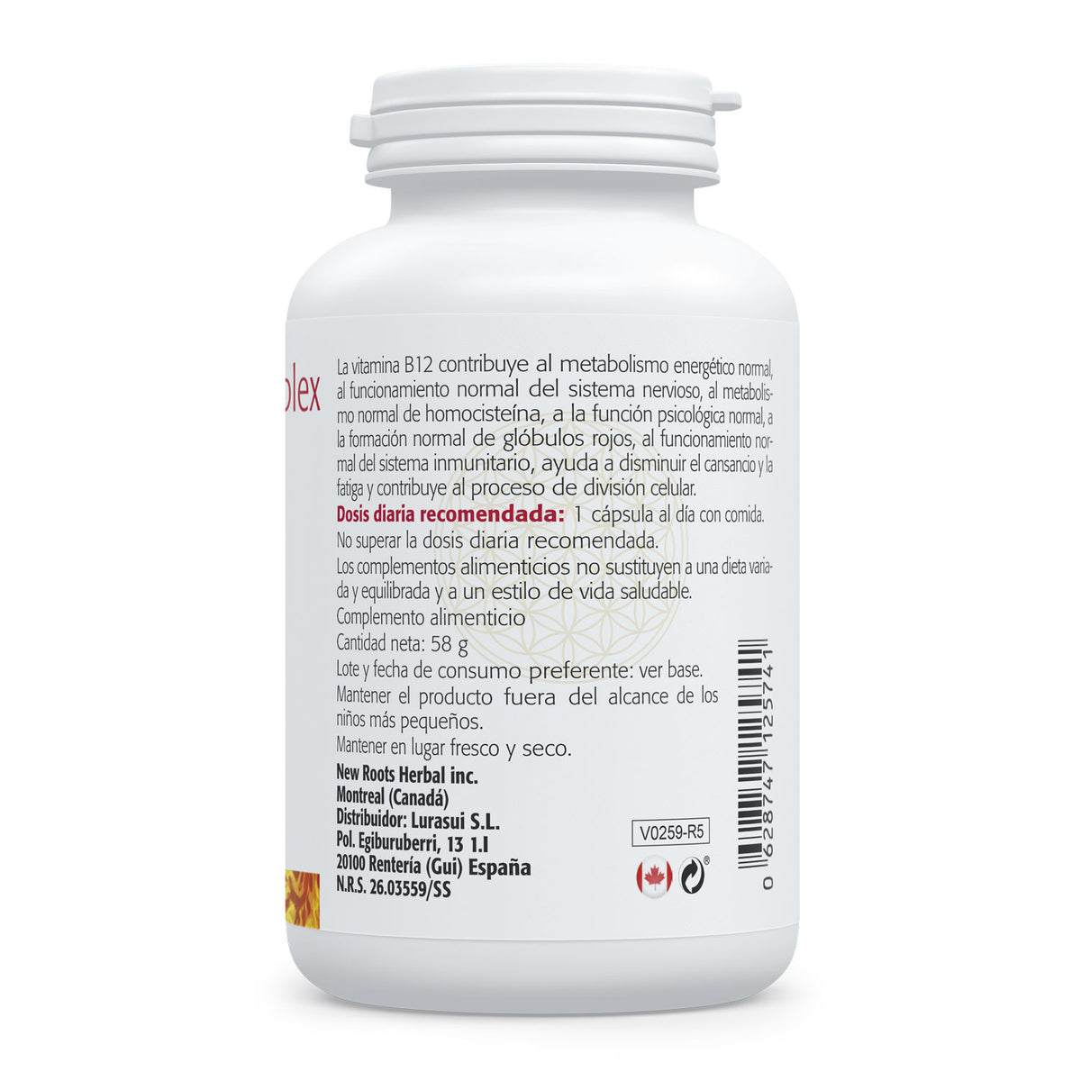 Vitamina B12 Complex · Sura Vitasan — 1.000 µg + enzimas y botánicos tabla