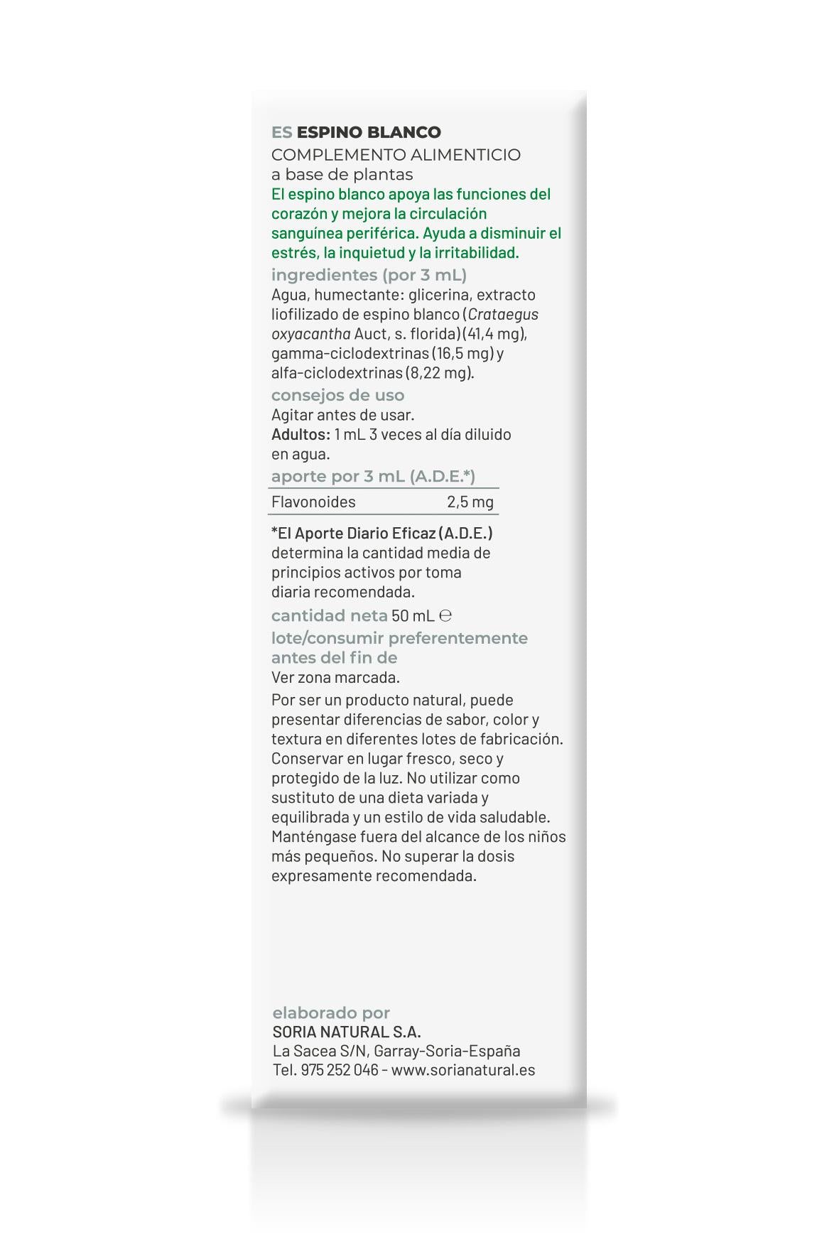 Extracto Natural de Espino Blanco · Soria Natural · 50 ml
